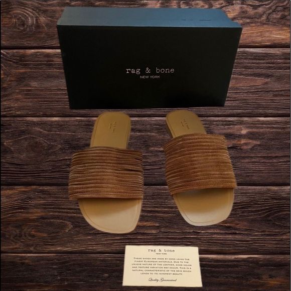 NIB $295 rag & bone | Cameron | Suede Sandals in Camel 10 | Fit Like 8.5 - Picture 12 of 13